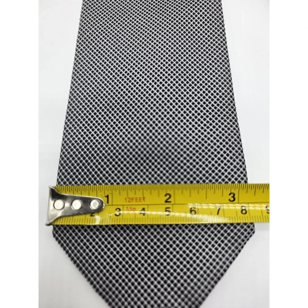 Nautica Tie Men's Black Gray Silk Geometric Tie Long Necktie 61